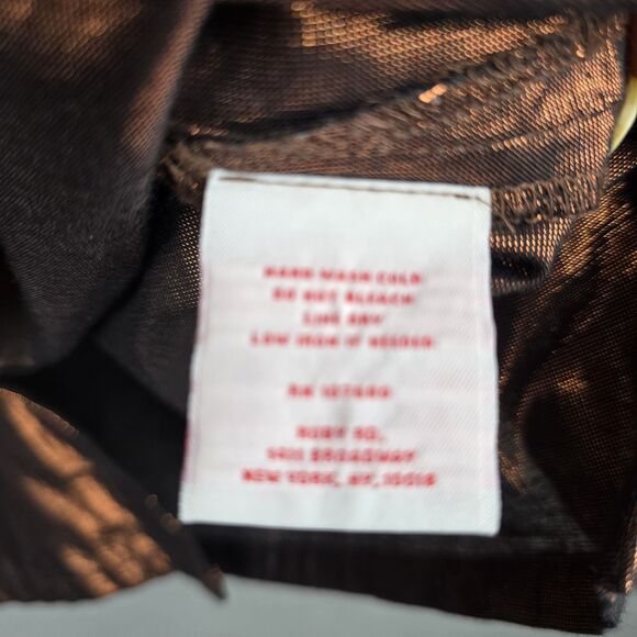 Ruby Rd Blouse Shirt Womens 18 Brown Metallic Button Up Roll Tab Sleeve Pockets - Picture 7 of 14